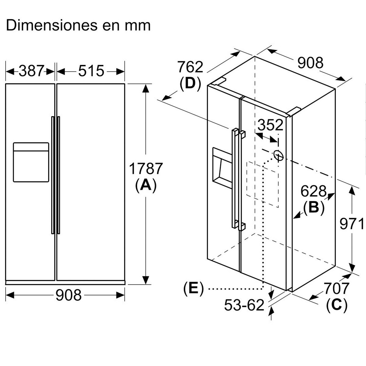 Frigorífico americano Bosch No Frost - Dispensador - KAD93AIEP Inox antihuellas-4