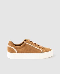 Zapatillas de mujer de piel Ugg de color marrón con ribete de lana