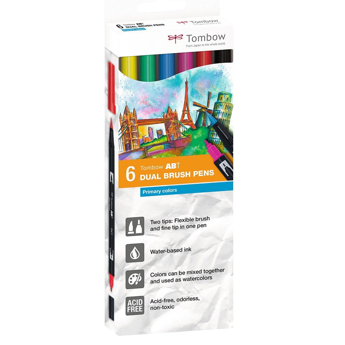 Estuche 6 Rotuladores ABT Tombow Colores Primarios Multicolor-1