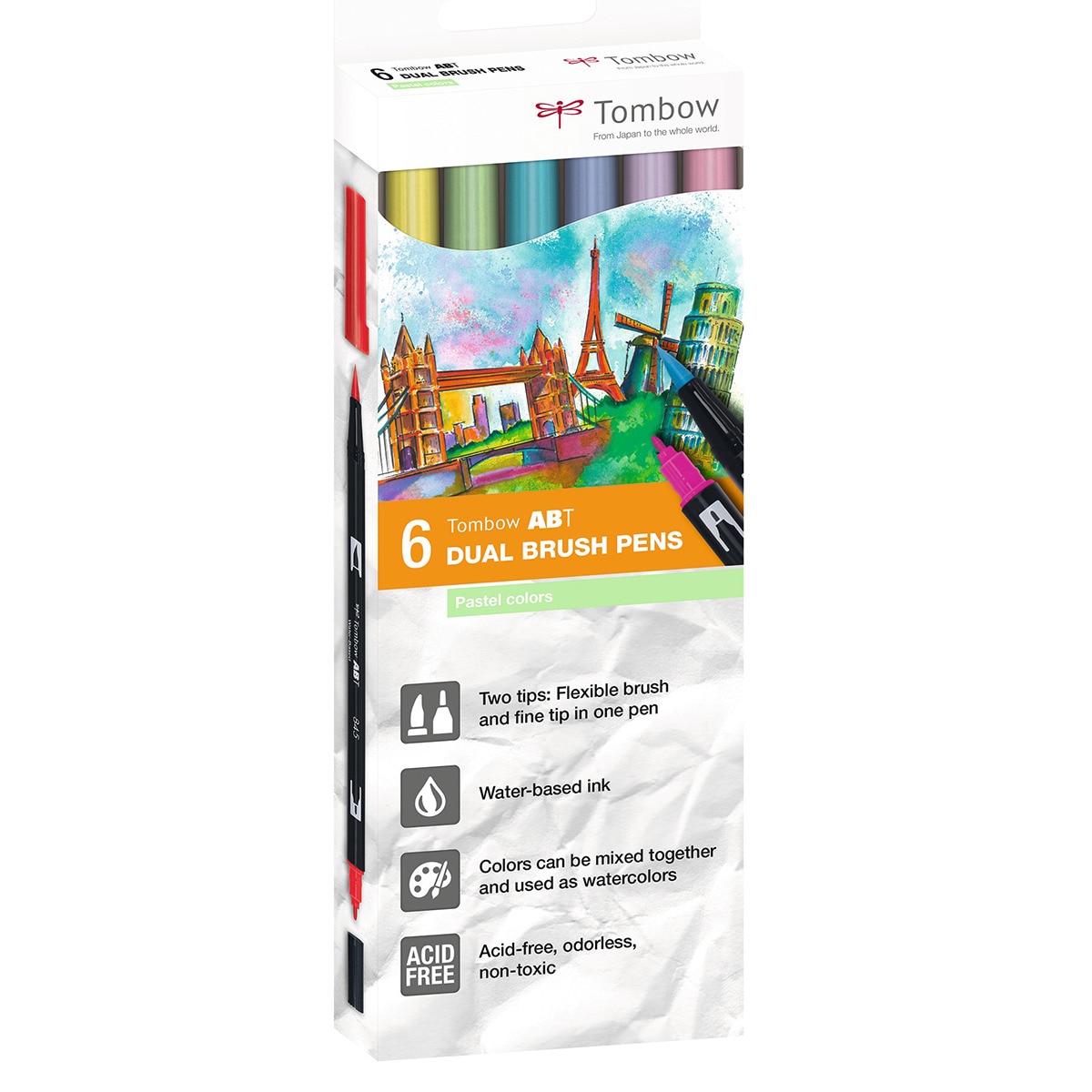 Estuche 6 Rotuladores ABT Tombow Colores Pastel Multicolor-1