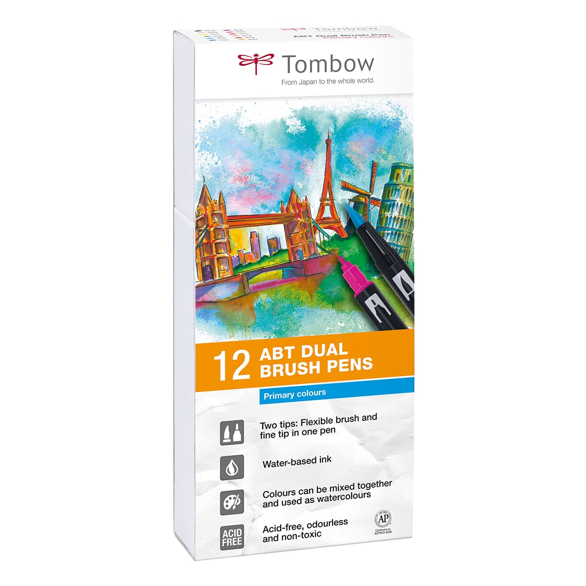 Estuche 12 Rotuladores ABT Tombow Colores Primarios Multicolor-1