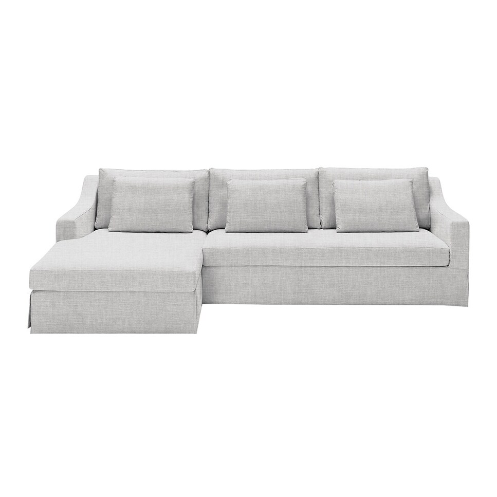 Imagen 0 de Sofá de 5 plazas desenfundable con chaise longue izquierda de lino Line Marbore Antracita