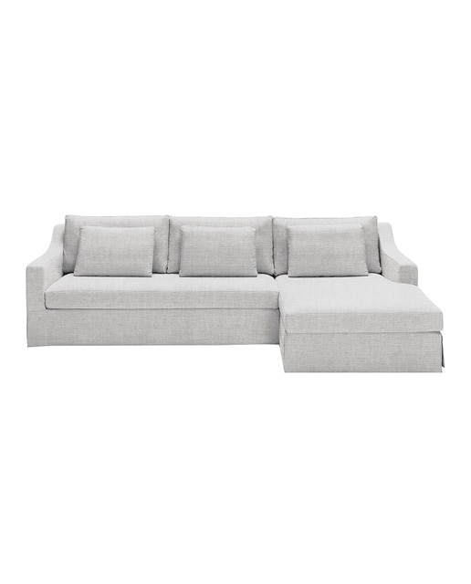 Imagen 0 de Sofá de 5 plazas desenfundable con chaise longue derecha de lino Line Marbore Antracita