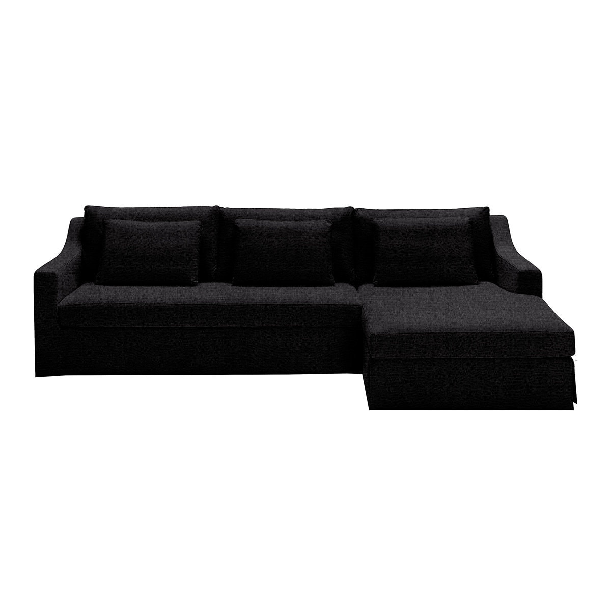 Sofá de 5 Lugares Desembainhável com Chaise Longue Direita em Linho Line Marbore Antracite-1