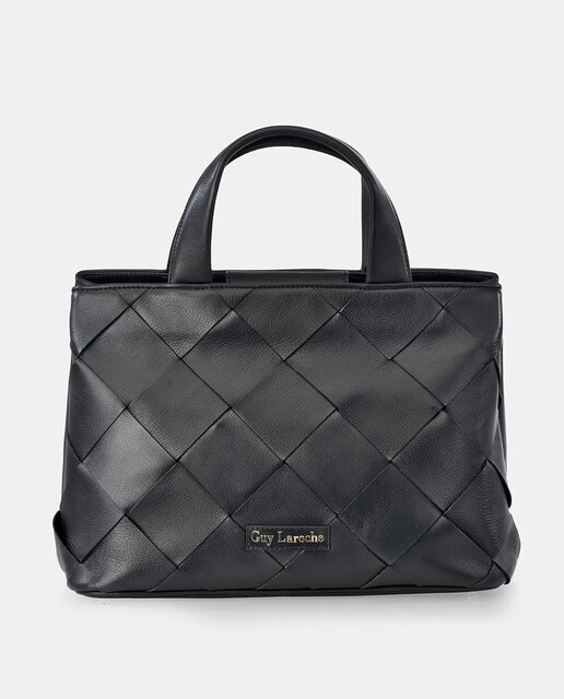 Bolso de mano grande Guy Laroche de piel lisa en negro con entrelazado  frontal · Guy Laroche · El Corte Inglés