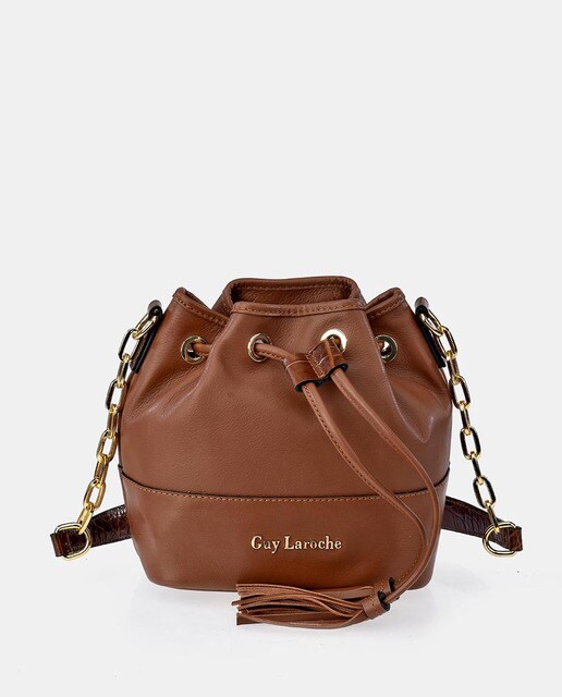 Bolso saco mini Guy Laroche de piel vacuna en marrón con correas · Guy  Laroche · El Corte Inglés