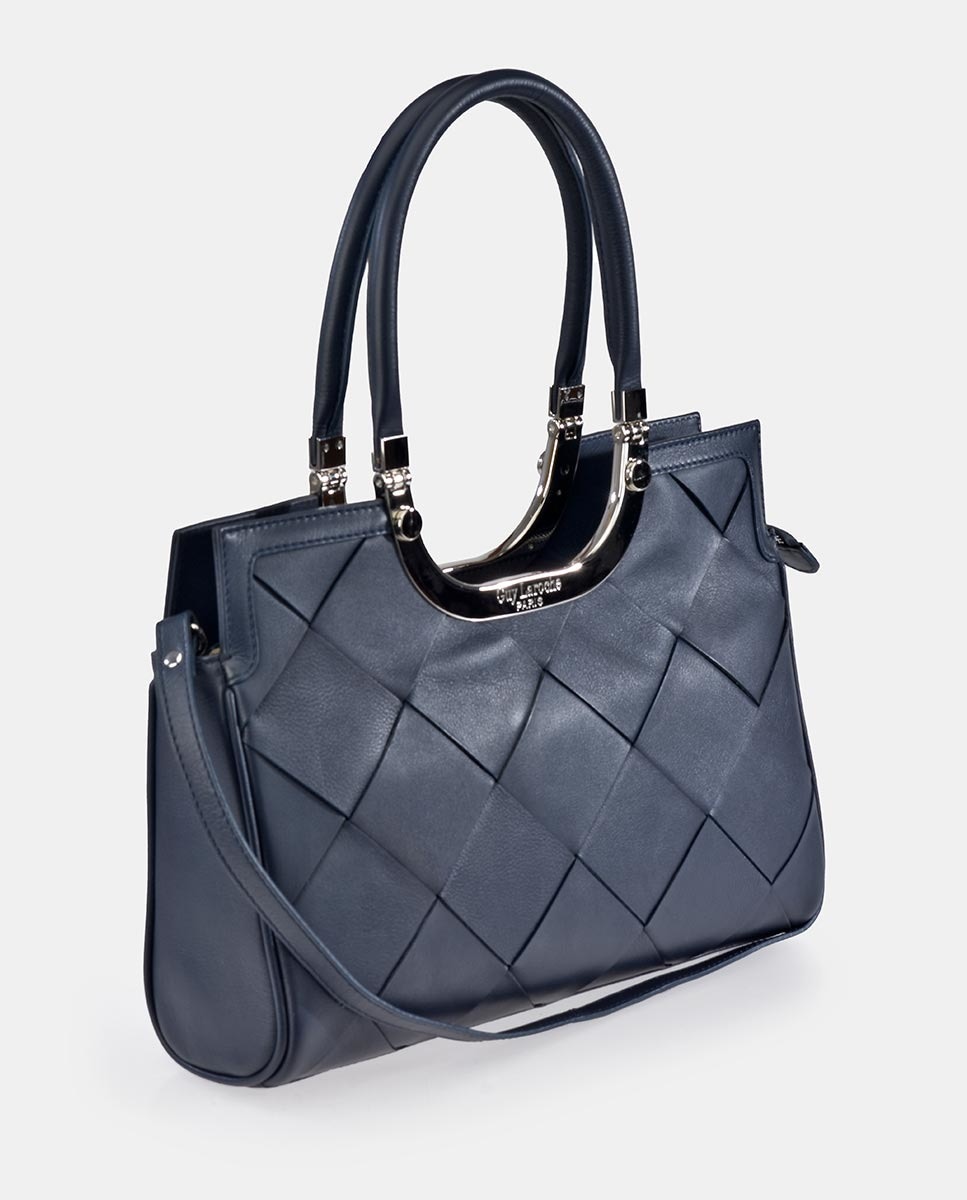 Bolso de mano Guy Laroche de piel lisa en azul marino con cremallera