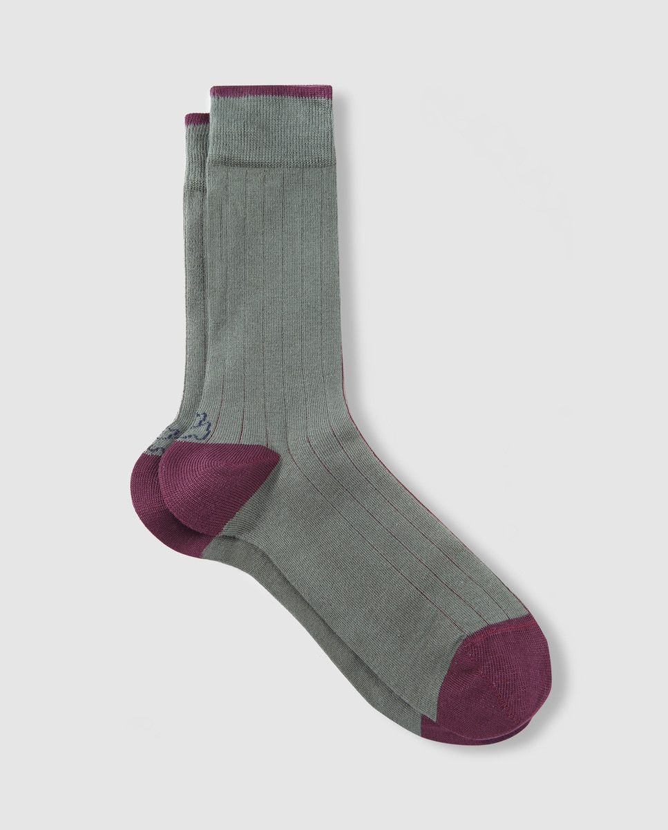 Chaussettes côtelées à intérieur contrastant