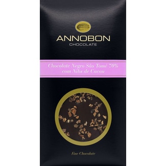 Chocolate Preto São Tomé 70% com Nibs de Cacau embalagem 80 g - Annobon