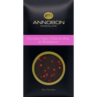 Chocolate Preto com Pimenta Rosa de Madagáscar embalagem 80 g - Annobon