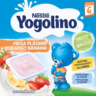 Morango e Banana 0% Açúcar Pack 4 embalagem 100 g - Nestlé Yogolino