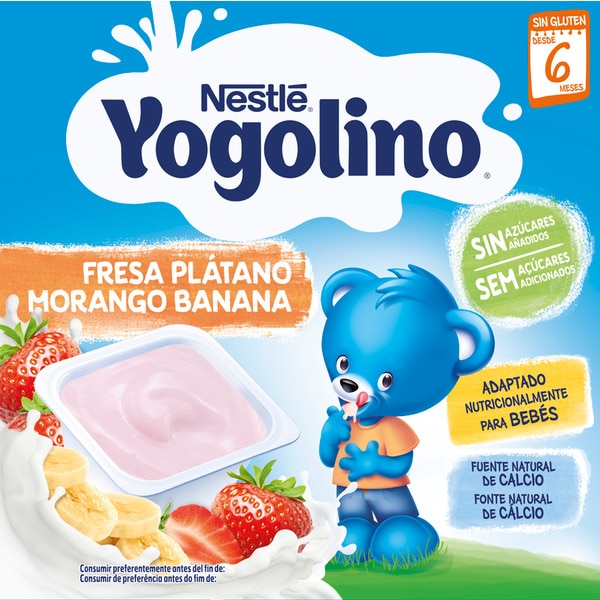 Morango e Banana 0% Açúcar Pack 4 embalagem 100 g