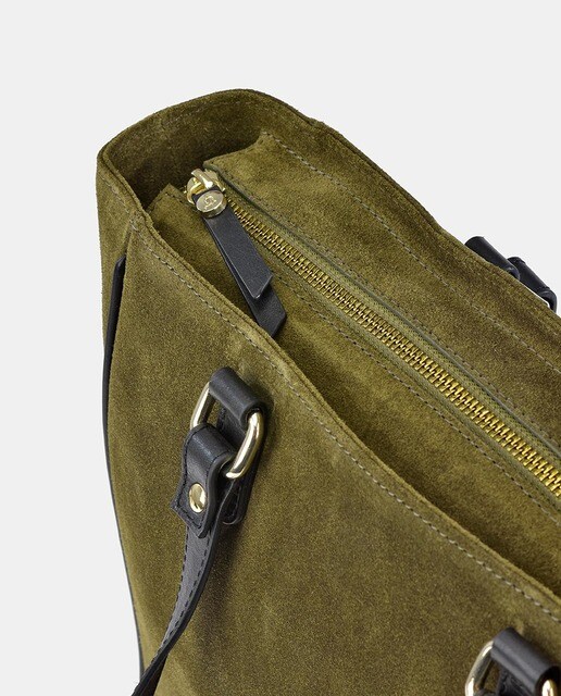 Bolso shopper El Caballo de serraje en verde oliva con cremallera · El  Caballo · El Corte Inglés