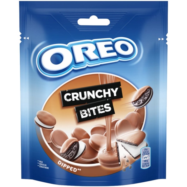 Bolachas Cobertas com Chocolate Crunchy Bites embalagem 110 g