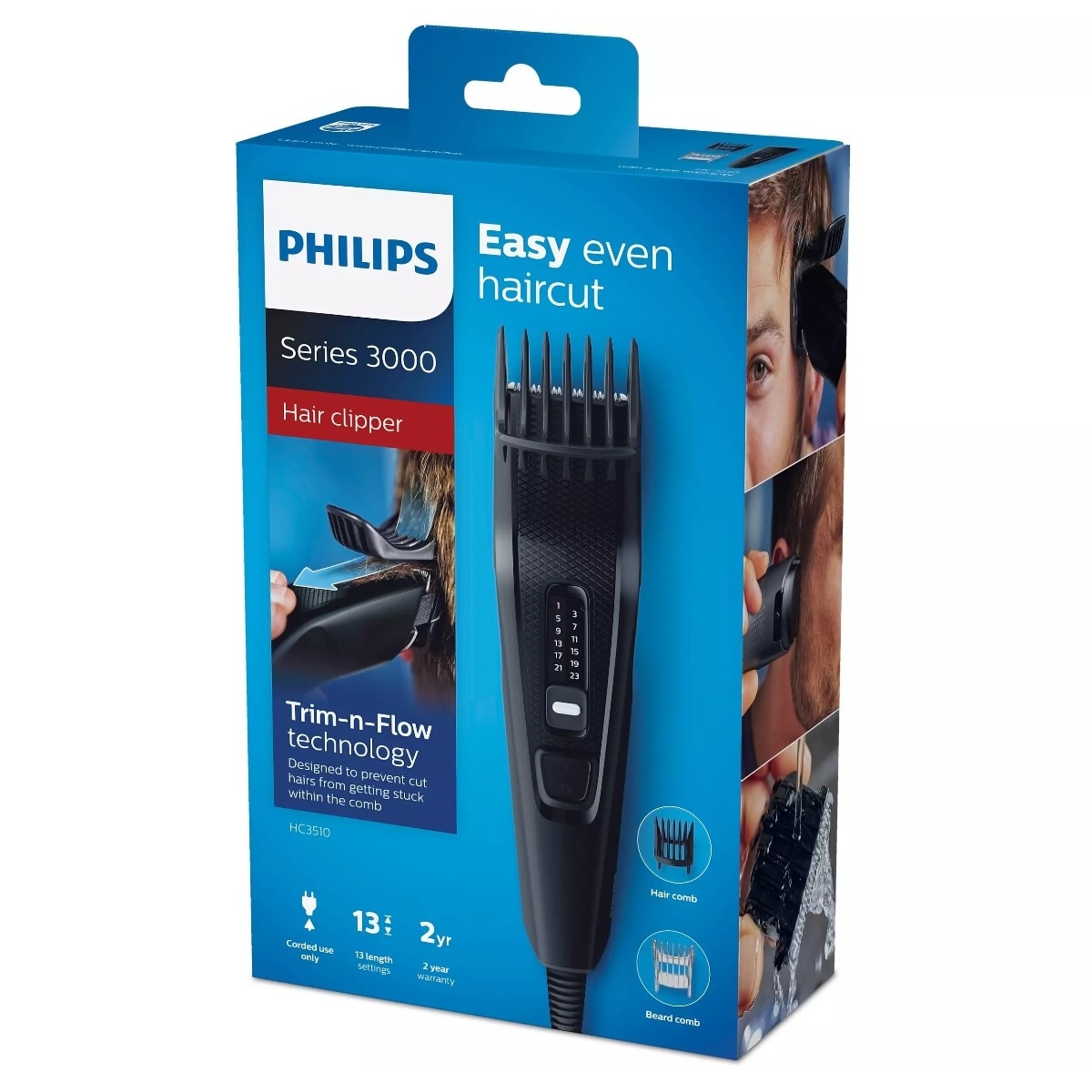 Aparador de Cabelo Philips HC3510/15 - Lâminas Aço Inoxidável, Pente para a Barba e Uso com Cabo - Preto Preto-5