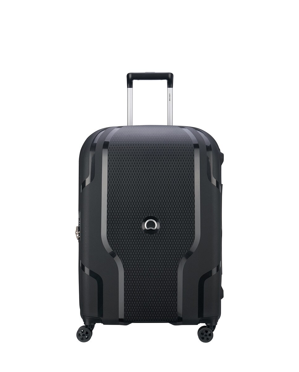 Delsey - Maleta Mediana Expandible CLAVEL, Rígida Negra, Con Capacidad Hasta 85 L
