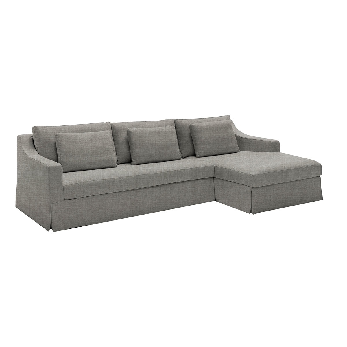 Sofá de 5 Lugares Desembainhável com Chaise Longue Direita em Linho Line Marbore Antracite-2