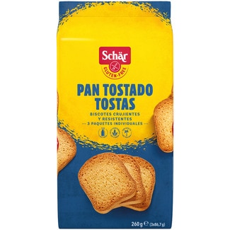 biscotes crujientes sin gluten, sin lactosa y sin aceite de palma envase 260 g - Schar