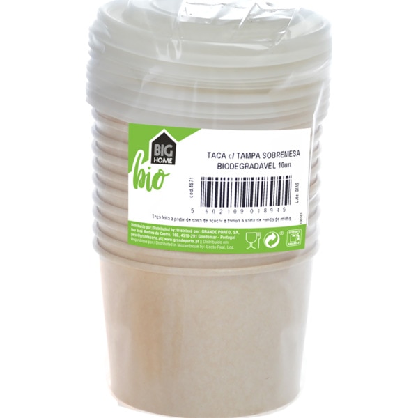Taça com Tampa de Sobremesa Biodegradável embalagem 10 unidades