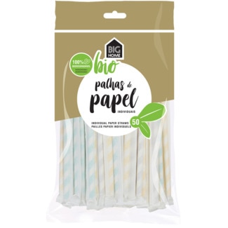 Palhas de Papel Individuais Biodegradável embalagem 50 unidades - Big Home