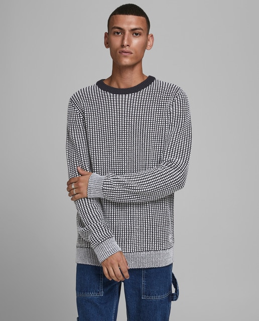 Jersey de hombre azul marino con cuello 