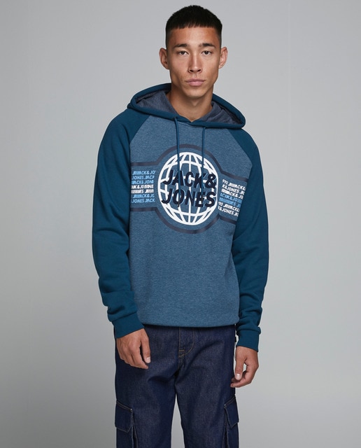 Sudadera de hombre azul con capucha