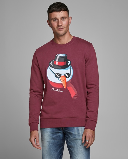 Sudadera de hombre roja con cuello redon