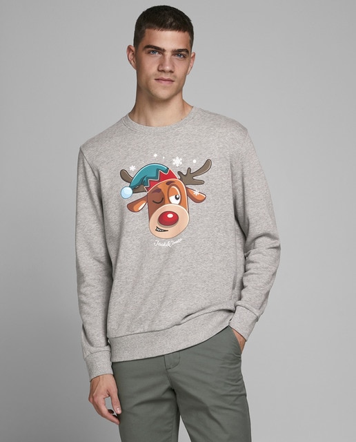 Sudadera de hombre gris claro con cuello