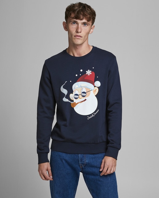 Sudadera de hombre azul marino con cuell