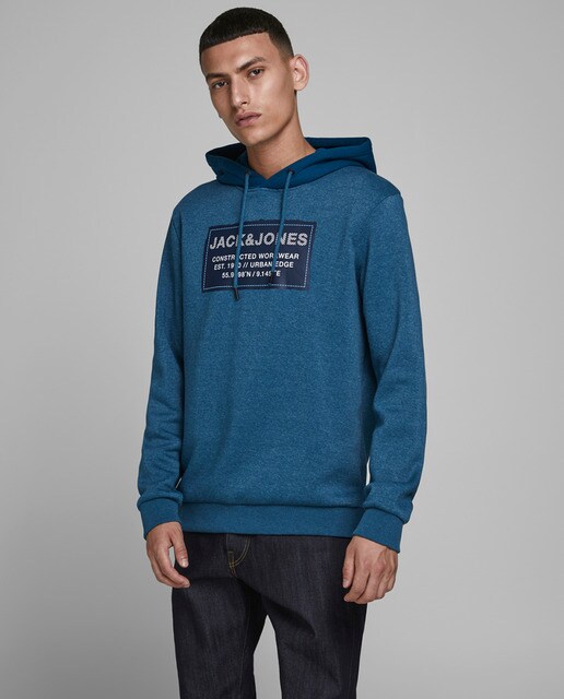 Sudadera de hombre azul con capucha