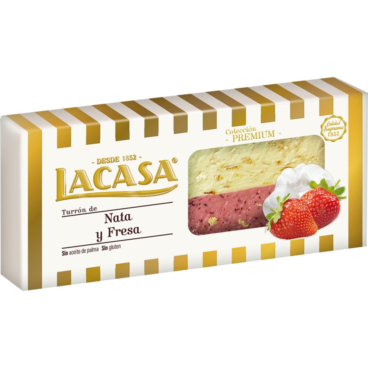 turrón de nata y fresa Sin Gluten Calidad Suprema tableta 250 g