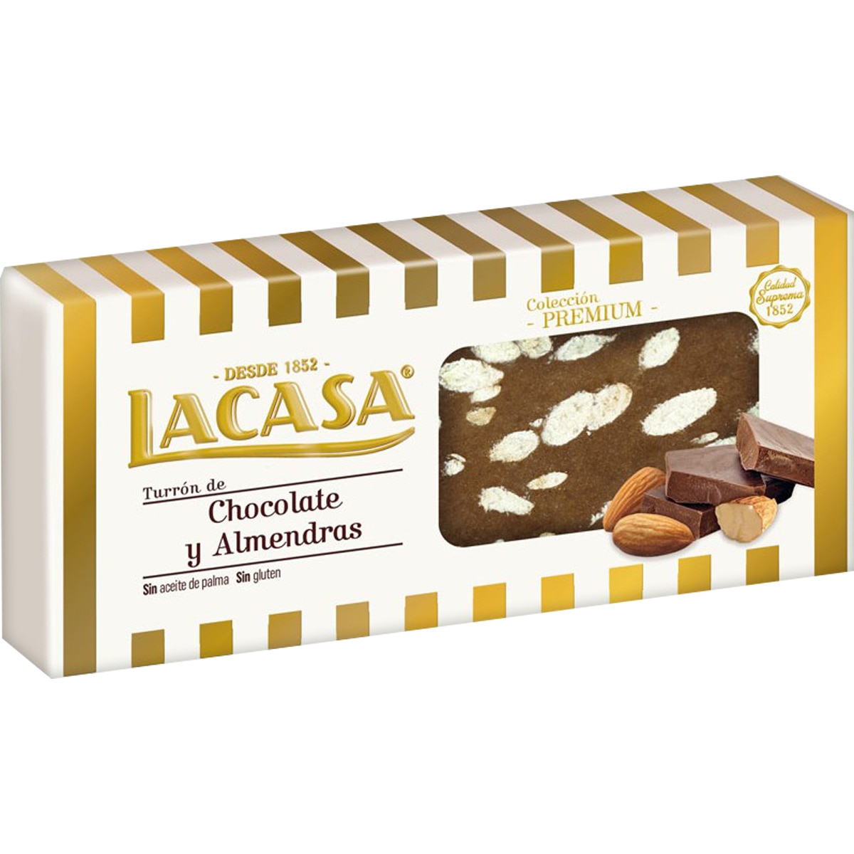 turrón de chocolate y almendras Sin Gluten Calidad Suprema tableta 250 g