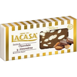 turrón de chocolate y almendras Sin Gluten Calidad Suprema tableta 250 g - Lacasa