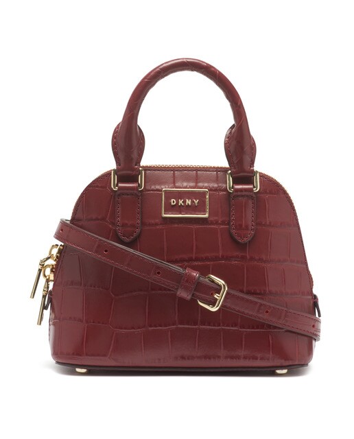 Bolso de mano mini DKNY de piel vacuna en burdeos con grabado coco · DKNY · El Corte Inglés Bolso de mano mini DKNY de piel vacuna en burdeos con grabado coco · DKNY · El Corte Inglés