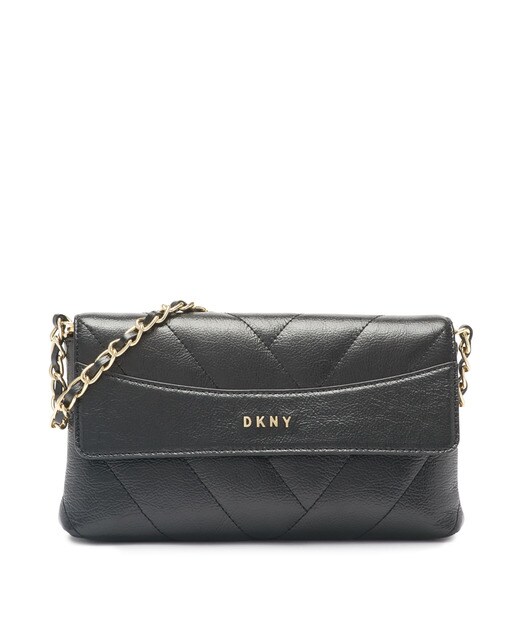 Bolso de hombro acolchado DKNY de piel vacuna en negro con asa combinada de cadena · DKNY · El Bolso de hombro acolchado DKNY de piel vacuna en negro con asa combinada de cadena · DKNY · El