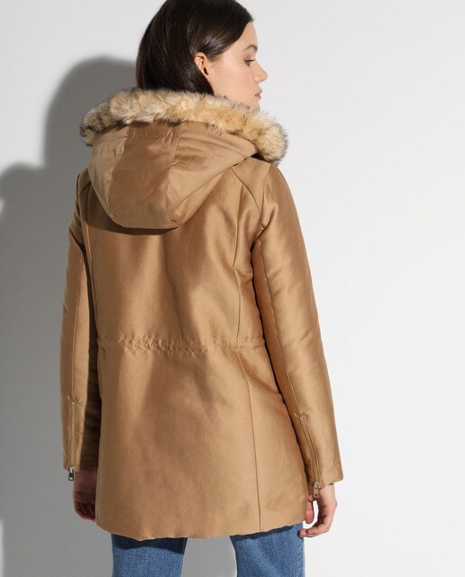 Parka satinada de mujer con capucha