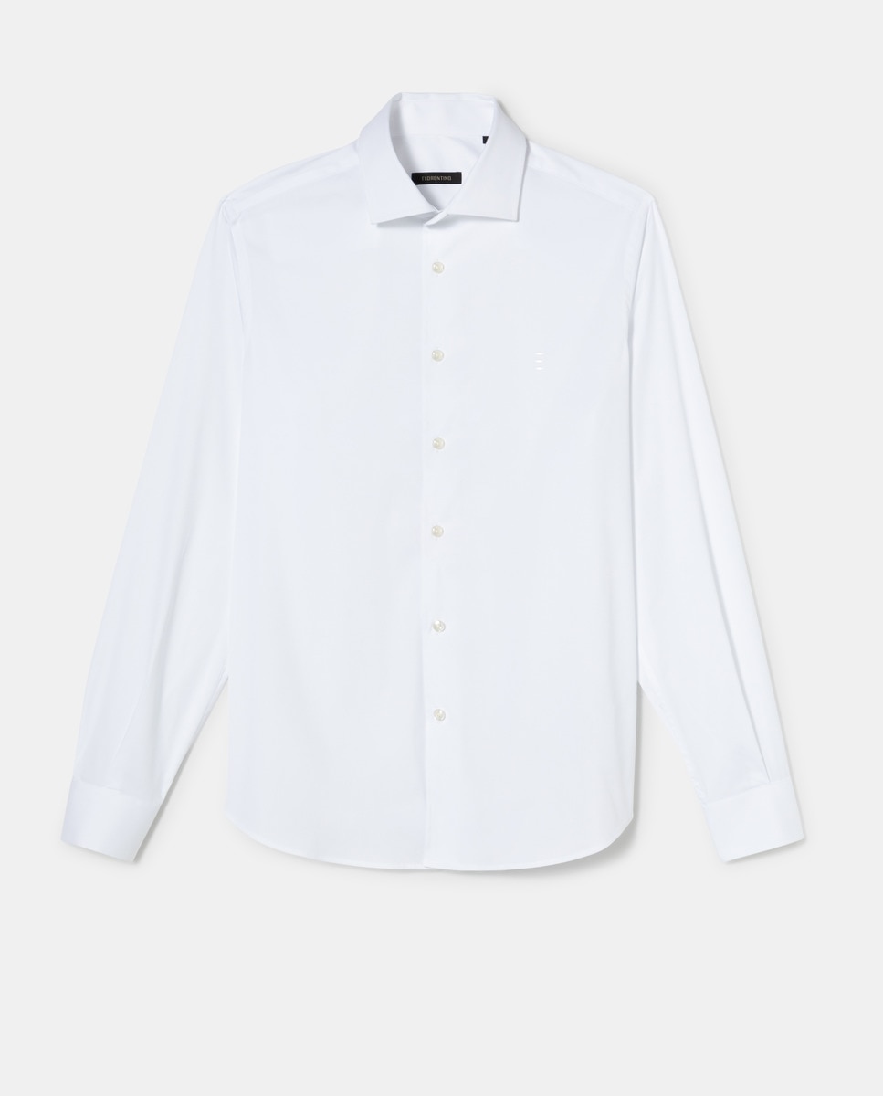 Camisa de homem slim lisa branca Branco-1