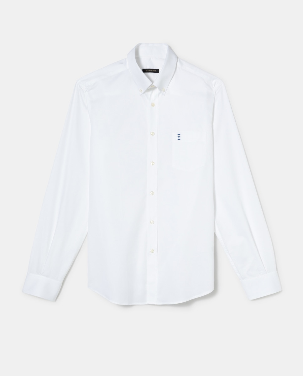 Camisa de homem regular lisa branca Branco-5