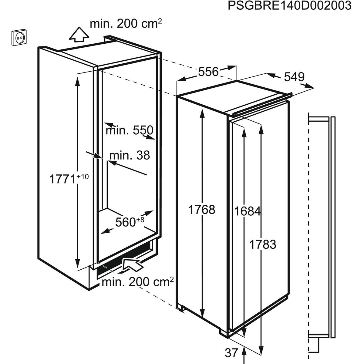 Frigorífico de 1 Porta Encastrável AEG SKE818E9ZC MutiFlow de 178 cm - Branco Branco-4