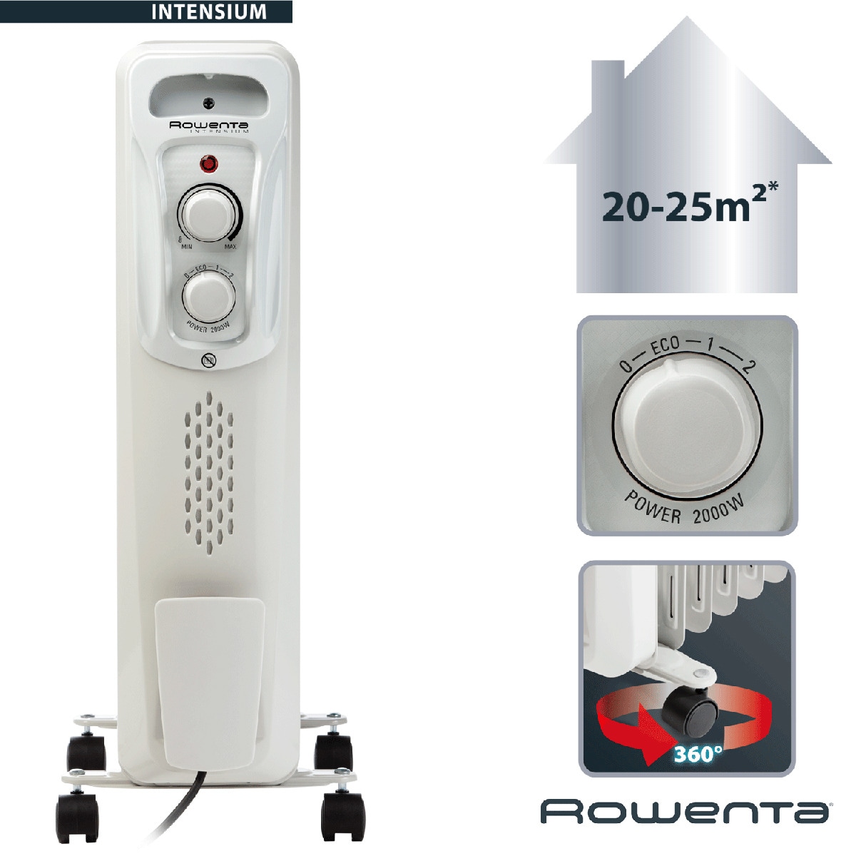 Radiador de aceite Rowenta BU2620 Intensium con 9 elementos Gris claro-9