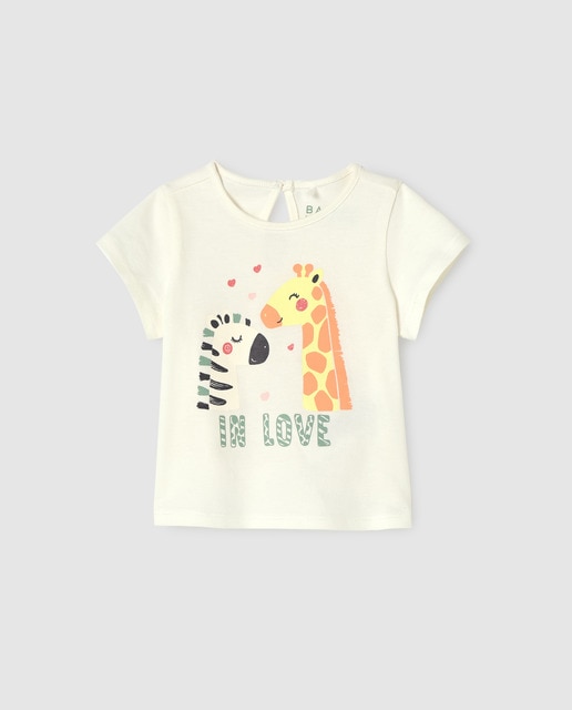 Camiseta de bebé niña dibujo cebra jiraf