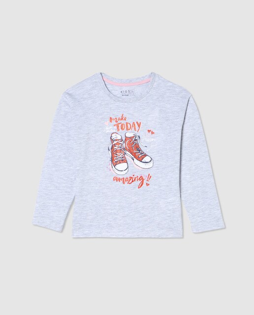 Camiseta de niña gris zapatillas purpuri
