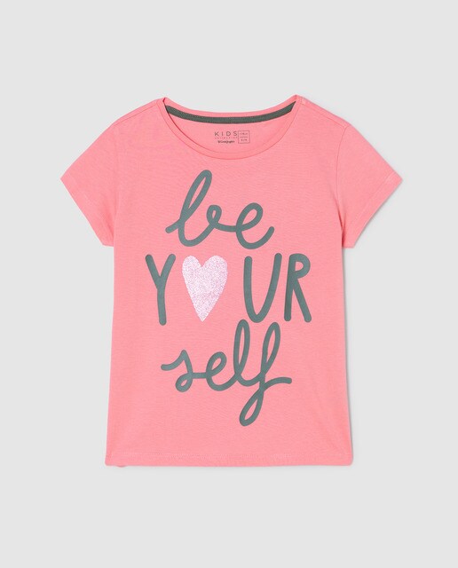 Camiseta de niña coral ''Be yourself''
