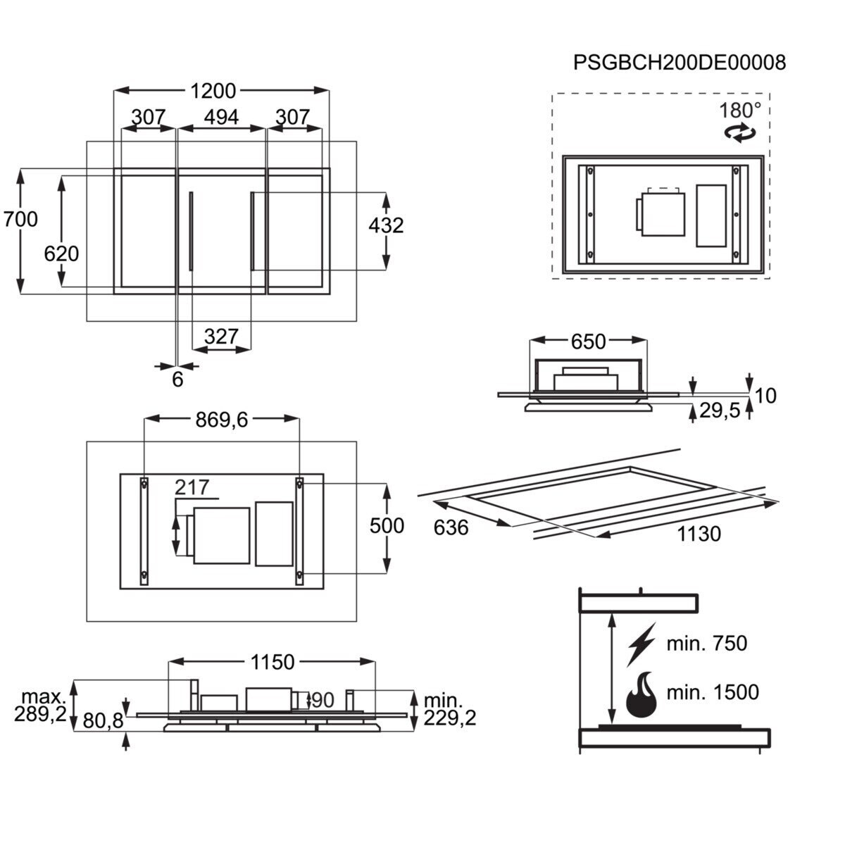 Exaustor de Teto Encastrável AEG DCK5280HG Hob2Hood com 4 Velocidades e de 113 cm - Inox Cristal branco-4