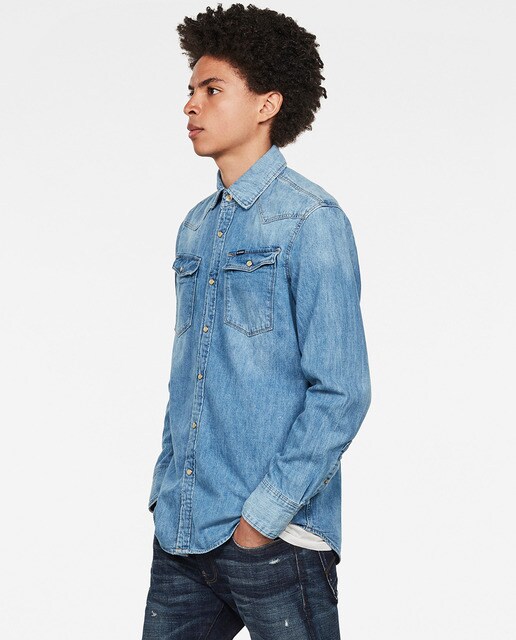 Camisa de hombre vaquera slim azul con cierre de botones y bolsillos · G- Star Raw · El Corte Inglés