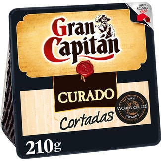 queso curado mezcla elaborado con leche pasteurizada cortadas cuña 210 g - Gran Capitan