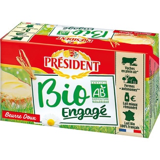 mantequilla francesa ecológica pastilla 250 g - President