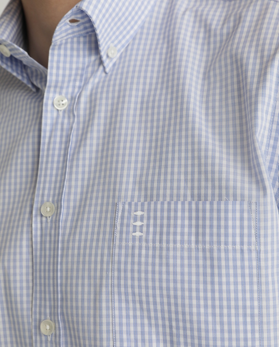 Camisa de homem regular aos quadrados azul Azul-claro-2