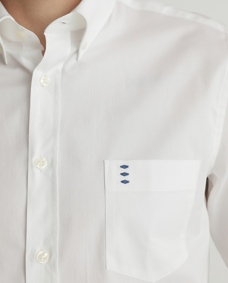 Camisa de homem regular lisa branca Branco-3
