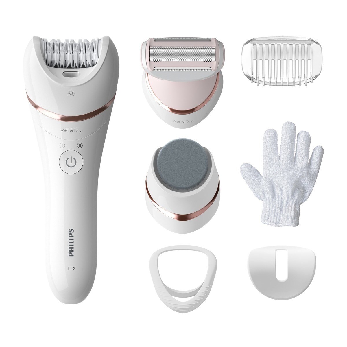 Depiladora de Arranque Philips BRE730/10 para Pernas e Corpo com 7 Acessórios e Wet&Dry - Branco Branco-1